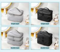 Bolsa de Viaje para Cosméticos y Cuidado de la Piel Organizador de Maquillaje en Malla Contenedor de Plástico para Mujeres y Hombres Bolsa de Baño Estilo Casual con Cierre de Cremallera - details 3