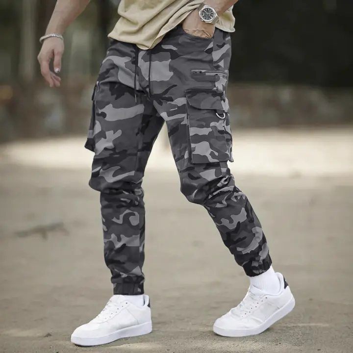 Pantalones Camuflaje de Moda para Hombres Primavera/Verano Pantalones Casuales con Lazo de Pierna - 1