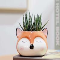 1 oso de dibujos animados en forma de animal de cerámica de estilo nórdico, gato, cabeza de vaca, mini planta jugosa, bonsái ETA, decoración del hogar - details 1