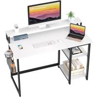 Escritorio de Escritorio Reversible Pequeño Soporte de Monitor con Estantes de Almacenamiento Ajustables Ideal para Estudio Marrón - details 9