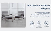 Sillón Salón Relajación Moderno Sillón Tapizado Sofá Individual Reposabrazos Silla con Patas de Madera Maciza Marrón Oscuro, Gris - details 3