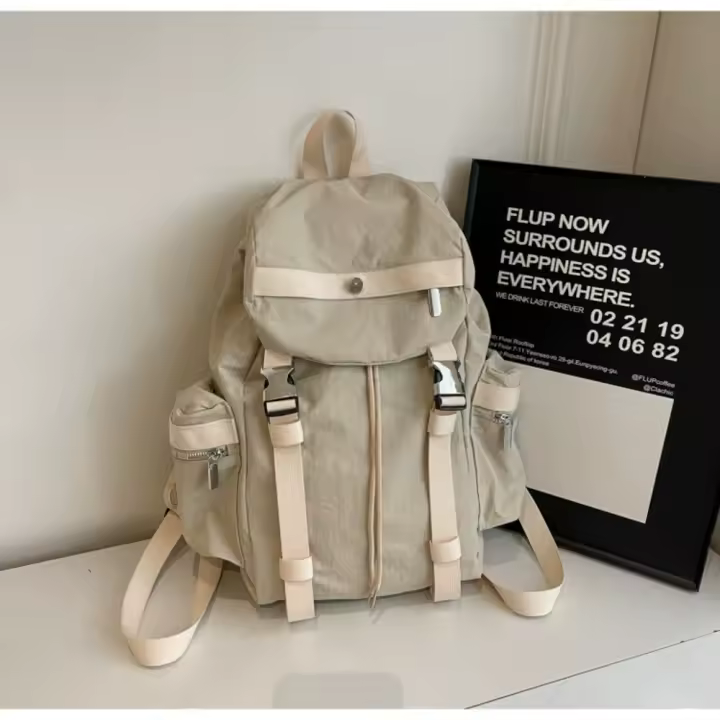 Mochila con cordón para exteriores de estilo coreano, mochila deportiva impermeable de nailon para viajes, bolso de hombro para senderismo y viajes de gran capacidad - 1