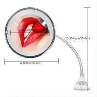 Espejo de maquillaje flexible con cuello de cisne con luz LED, ventosa de lupa 10x, luz difusa brillante, giratorio libremente - details 6