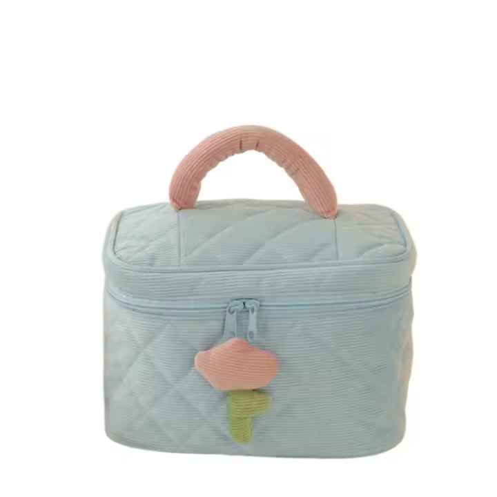 Bolsa de Cosméticos de Pana Premium Gran Capacidad, Portátil, Sensación de Belleza - 1