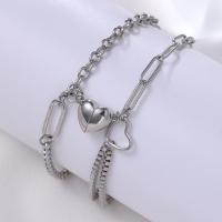 Conjunto de Pulseras de Acero Inoxidable con Diseño de Corazón Estilo Simple de Moda para Parejas - details 1