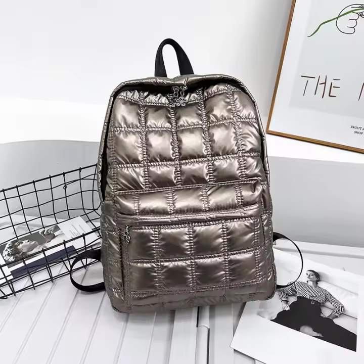 Mochila De algodón espacial para mujer, bolso de hombro de hilo de diseñador de diamantes, bolso escolar de gran capacidad, nueva moda coreana - 1