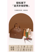 Bolsa de maquillaje Vintage de cuero encerado para mujer, gran capacidad, moderna, de alta gama, bolsa de almacenamiento portátil para el cuidado de la piel, novedad de 2025 - details 9