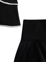 Faldas de tenis de Yoga de borde fino con bloques de Color para mujer, faldas de cintura alta con bolsillos para Fitness, gimnasio, correr, faldas de Yoga - details 1