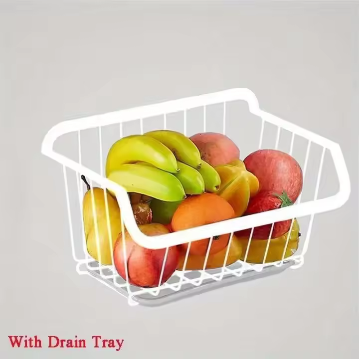 Cesta de acero inoxidable, organizador de iluminación para frutas y drenaje, estante para verduras y especias montado en la pared, utensilios de cocina - 1