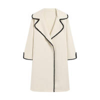 Camiseta de lana de doble cara para mujer, chaqueta cortavientos tejida con solapa de manga larga, holgada, otoño e invierno - details 4