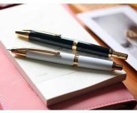 Pluma estilográfica de metal con prensa colorida A1, punta F retráctil con clip dorado/negro, convertidor de tinta, regalo de escritura para oficina y escuela - details 3