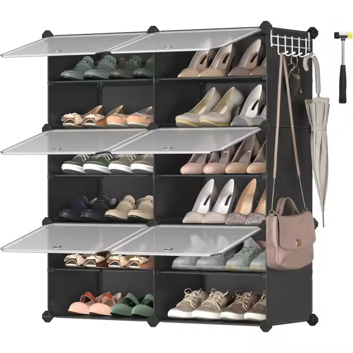 Organizador de Zapatos de Plástico Modular 10 Compartimentos Ajustables, Diseño Apilable, Robusto y Duradero Estilo Nórdico 30 x 40 x 30 cm - 1