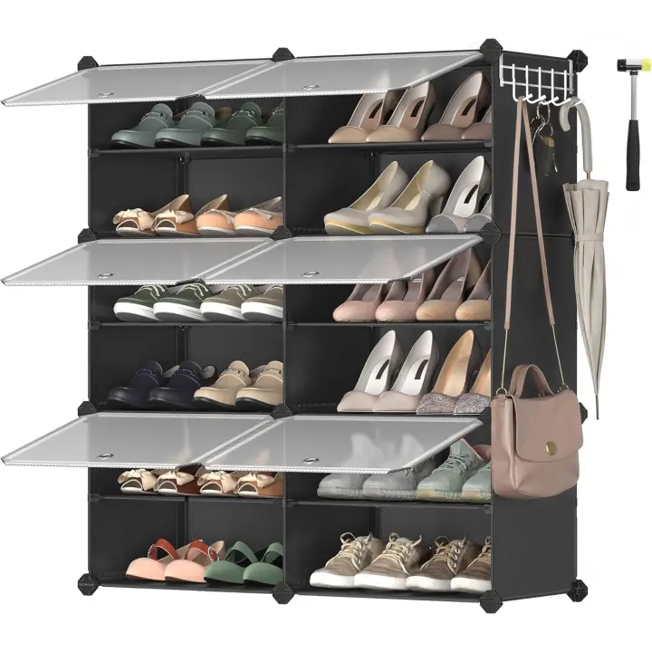 Organizador de Zapatos de Plástico Modular 10 Compartimentos Ajustables, Diseño Apilable, Robusto y Duradero Estilo Nórdico 30 x 40 x 30 cm - 1