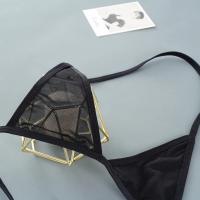 Conjuntos de mini sujetador sexy sin aros, conjunto de sujetador sin forro de malla ultrafina, conjunto de bragas negro transparente de 2 piezas con cuello Halter, conjuntos de lencería exótica para mujer - details 8