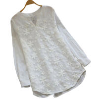 Camiseta holgada de mujer Camisa de lino de algodón de talla grande - details 4
