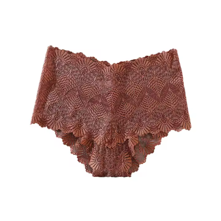 Bragas Sexys de Encaje para Mujer, Ropa Interior Cómoda, Lencería Sólida Calada, Interior de Cintura Media, Color Sólido, XXXL - 1