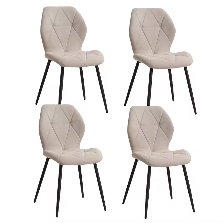 EGOONM-Sillas de comedor tapizadas de tela de lino acolchadas, patas de Metal para balcón, restaurante y comedor, 4 unidades - 1