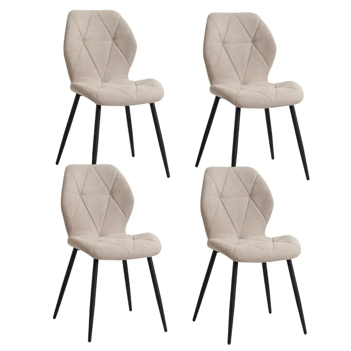 EGOONM-Sillas de comedor tapizadas de tela de lino acolchadas, patas de Metal para balcón, restaurante y comedor, 4 unidades - 1