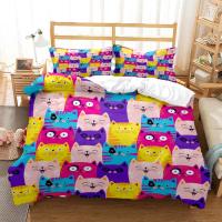 Juego de Ropa de Cama con Estampado de Gato Encantador Funda de Almohada y Juego de Cama de Lujo Queen Estilo Personalizado para Niños - details 5