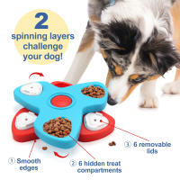 Juguete de rompecabezas de 2 capas giratorias para perros, alimentador lento interactivo para aumentar la comida de los perros, juguetes para el bienestar Mental, entrenamiento IQ - details 1