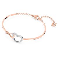 Pulsera de cristal transparente con colgante de suerte de tonos rosa dorado y ródio - details 1