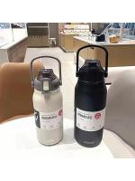 Botella termo de gran capacidad con pajita, termo de acero inoxidable, taza de agua fría y caliente, frasco de vacío para gimnasio - details 1
