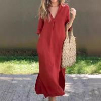 Vestido con cuello en v para mujer, moda - details 1