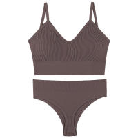 Sujetador deportivo de color sólido para mujer, ropa interior de gimnasio, yoga, entrenamiento atlético, suave, acolchado, 2 piezas - details 24