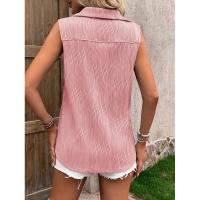 Camisa y blusa de verano sin mangas con botones sueltos de Color sólido para mujer, Tops femeninos 2024 - details 18