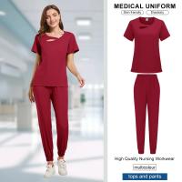 Ropa de trabajo de belleza para mujer, uniforme de enfermeras médicas, conjunto de bata quirúrgica, pantalones superiores de Spa, ropa de cuidador clínico, uniformes de enfermería, traje para correr - details 20
