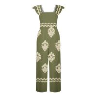 Mono Bohemio de Cintura Alta y Piernas Anchos Estampado Vintage con Manga Corta, Monos de Moda para Mujeres con Bolsillos - details 1