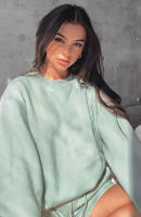 Wind Conjunto de pantalones cortos y sudadera con cuello redondo informal holgado de Color puro para mujer - details 7