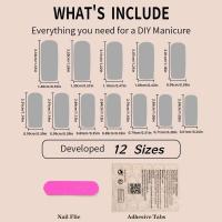 24 Piezas de Uñas Artificiales Negras con Cruces de Diamante Patrones de Arena, Presión, Escaleras Largas para Mujeres y Niñas - details 0