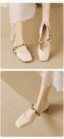 Zapatos Mary Jane de punta cuadrada para mujer, estilo francés con falda, zapatos de tacón bajo, zapatos de mujer de talla grande - details 0