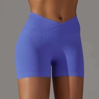 Crossover mujeres deporte gimnasio entrenamiento correr cintura alta Yoga Push Up cadera sin costuras Fiess Shorts - details 43