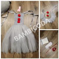 Vestido de Joker gris elegante, vestido, payaso espeluznante, ropa de Cosplay para fiesta de Carnaval para niños, disfraz de Halloween para niñas - details 3