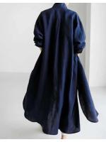Novedad de verano, camisa de algodón para mujer, cárdigan elegante holgado Irregular, vestido de manga larga a la moda con un solo pecho - details 18