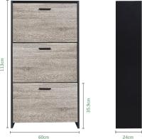 Mueble zapatero de 12 pares - Estantería de gran capacidad para vestíbulo o pasillo - (ancho) 60 x (profundidad) 24 x (alto) 80 cm - Madera clara blanca - details 84