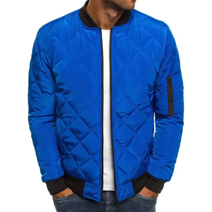 Chaqueta de Color sólido Chaqueta acolchada de algodón Lingge Chaqueta acolchada de algodón con cuello grueso cosido Chaqueta acolchada de algodón cálida de invierno - 1