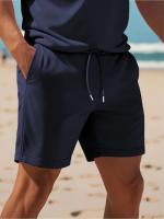 Traje casual de verano para hombre: polo ligero de manga corta para golf y pantalones cortos con cordón de color sólido con bolsillos - details 3