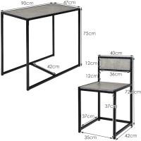 3 Piezas, 1 Mesa de Comedor con 2 Sillas, Conjunto de Comedor Pequeño para 2 Personas, Diseño Ahorro Espacio, Juego de Bistró para Bar, Balcón (Natural) - details 14