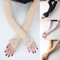 Guantes de Conducción de Manga Larga de Encaje de Seda de Hielo Protección de Brazo Deportiva y al Sol para Mujeres Par de Manos - details 2