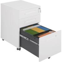 Cajonera de Oficina Armario Archivador Móvil con Cerradura, Cajonera con Ruedas para Archivos A4 Carpetas Colgantes, Mueble Archivador Metálico para Oficina, Blanco SK023ws - details 4