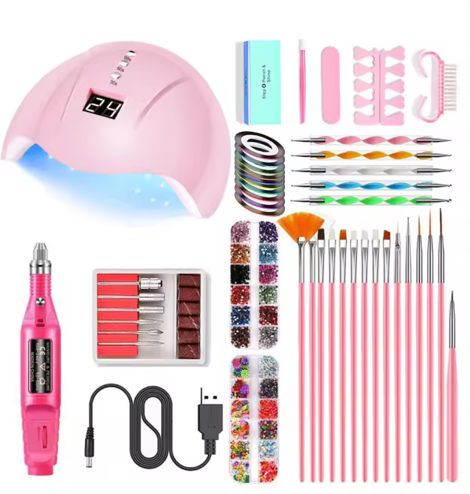 Juego de Herramientas de manicura para uñas, lámpara LED UV portátil, taladro eléctrico para uñas con luz LED UV - 1