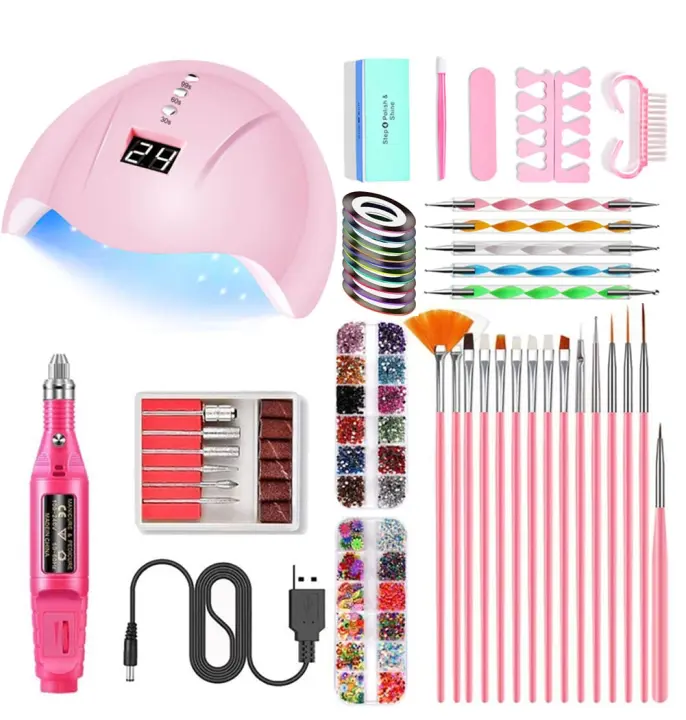 Juego de Herramientas de manicura para uñas, lámpara LED UV portátil, taladro eléctrico para uñas con luz LED UV - 1