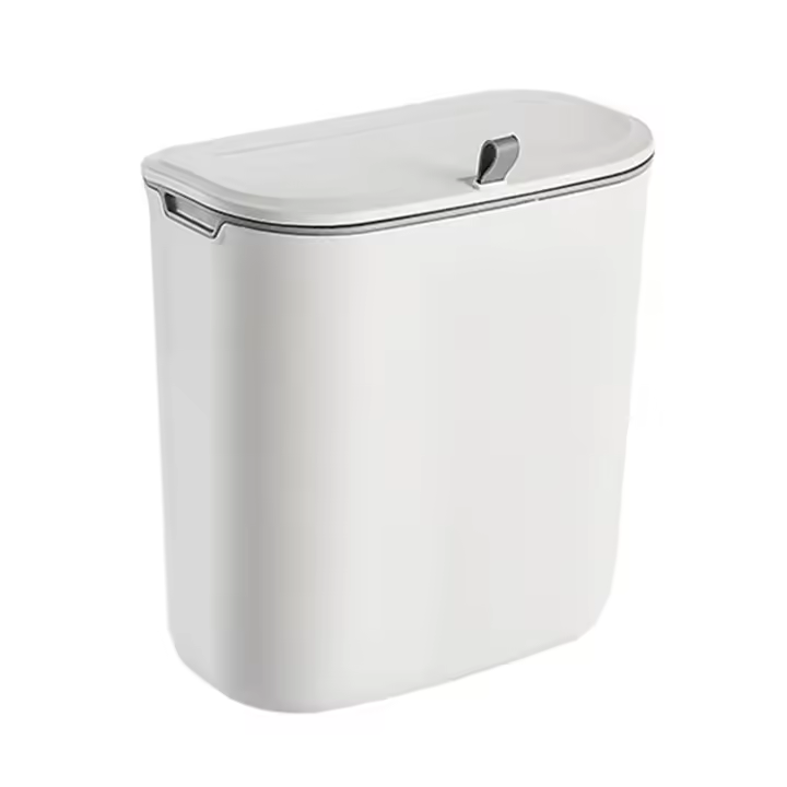 Cubo de basura colgante de 9L con tapa para encimera o debajo del fregadero, Tobogán abierto montado en la pared - 1