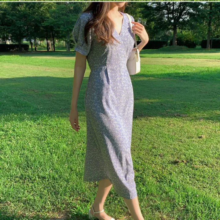 Retro Vintage Dresses New Basic Wear Cute Sweet Girls Women Black Flower Print Long Dress Feminine Vestidos - 1