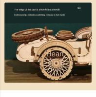Rompecabezas de madera 3d para niños, conjunto de modelos de construcción mecánicos Montessori DIY, juguetes para construir motocicletas, dirigibles, coches, trenes - details 12