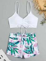 Bikinis con pantalones cortos delanteros con cordón para mujer, traje de baño de cintura alta, bañadores femeninos, traje de baño, ropa de playa 2025 - details 83