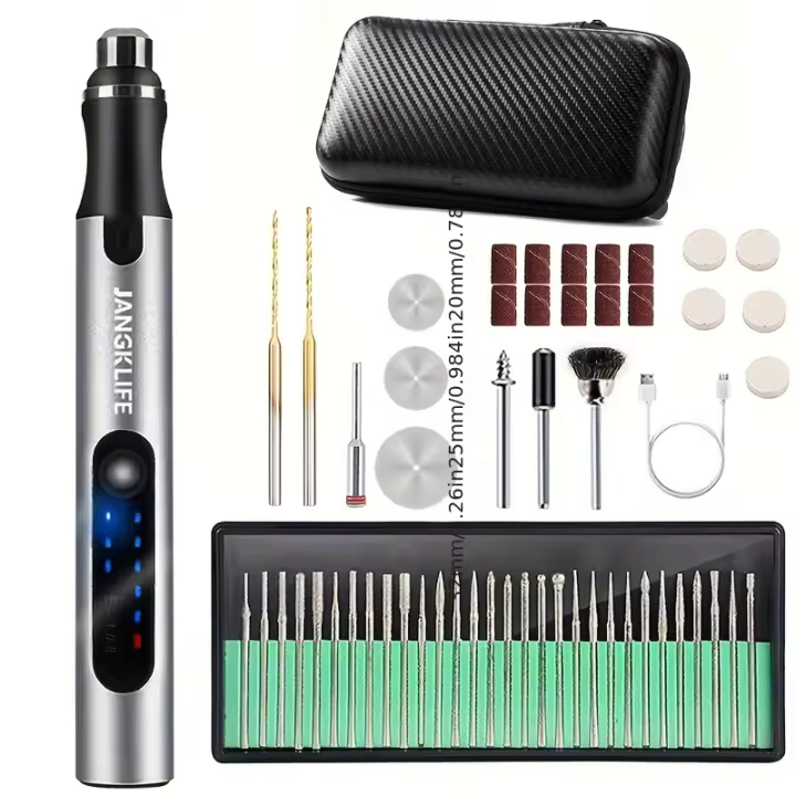 Juego de Herramienta Rotativa Inalámbrica, Bolígrafo Grabador Recargable con Batería, Pluma de Tallado de Velocidad Ajustable Eléctrica, Herramienta Portátil para Grabar Madera y Pulir - 1